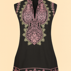 Blusa bordada sin mangas  Tela lino