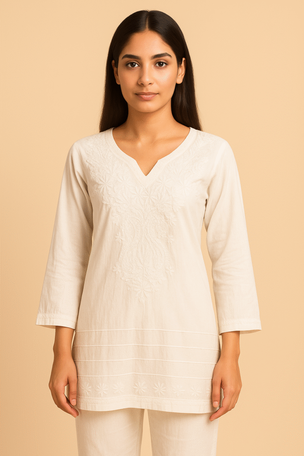 Blusa bordada larga - Imagen 2