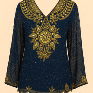 Blusa bordada con pedrería Tela poliéster