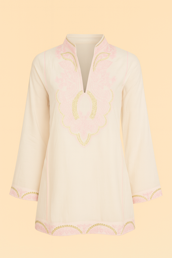 Blusa bordada manga 3/4